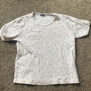 brandy meville floral white and pink top